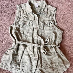 Nicole Miller Olive Green Collared Vest